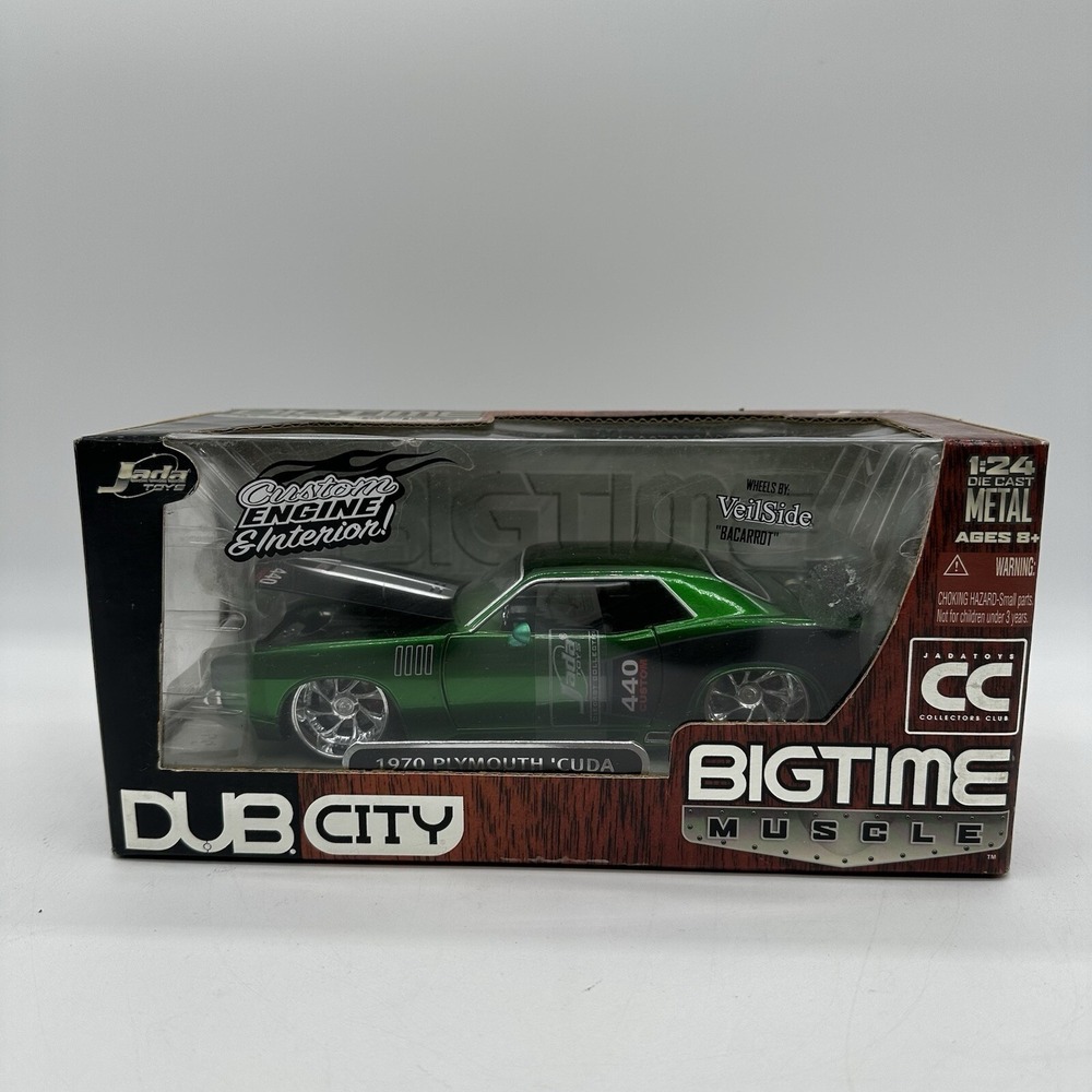 Jada 90059 Dub City 1:24 Scale Green 440 Custom 1970 Plymouth 'Cuda Die Cast Car